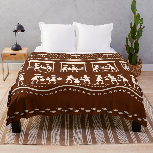 Item preview, Warli Monsoon Market Print – Folk Village Scene designed and sold by Planthem.