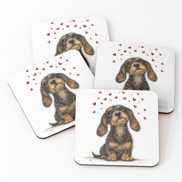 Item preview, Wirehaired Dachshund in Love – Cute Puppy Heart Art designed and sold by Darlin8888.