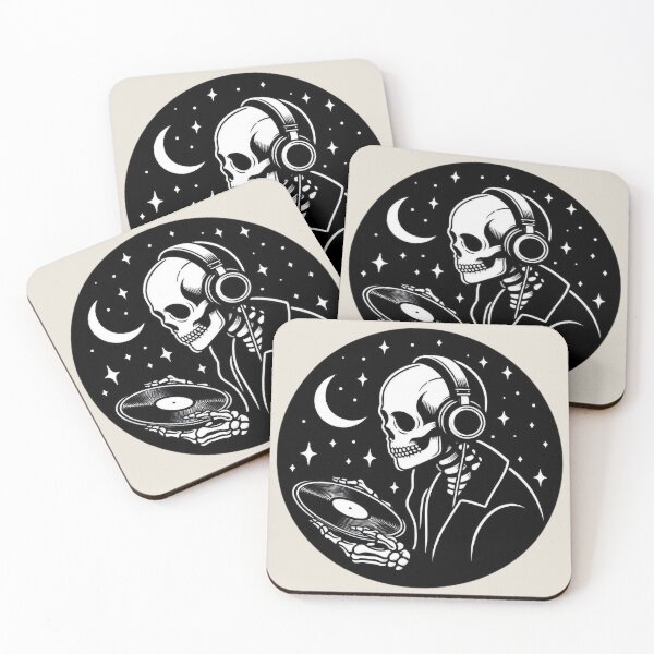 Item preview, Gothic Skeleton Listening to Music – Cozy Dark Line Art designed and sold by Roberta Calabrese.