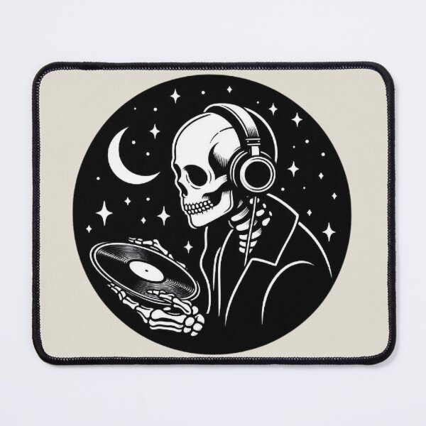 Item preview, Gothic Skeleton Listening to Music – Cozy Dark Line Art designed and sold by Roberta Calabrese.