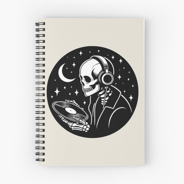 Item preview, Gothic Skeleton Listening to Music – Cozy Dark Line Art designed and sold by Roberta Calabrese.