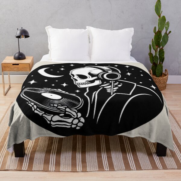 Item preview, Gothic Skeleton Listening to Music – Cozy Dark Line Art designed and sold by Roberta Calabrese.