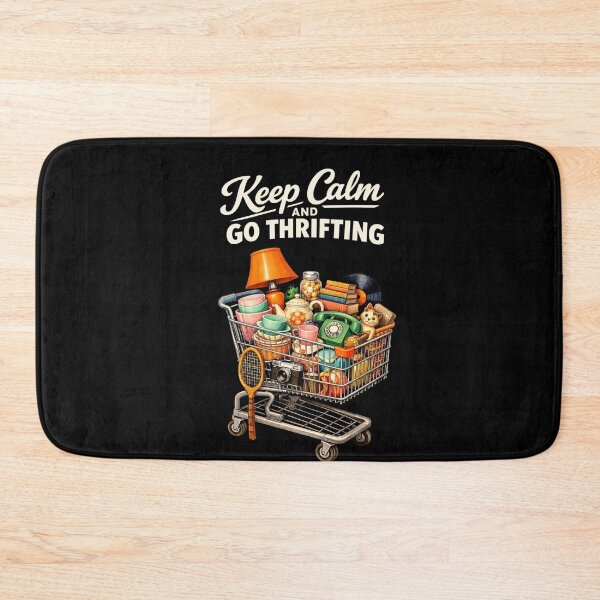 Item preview, retro vintage funny Keep calm and go thrifting designed and sold by IdealDo.