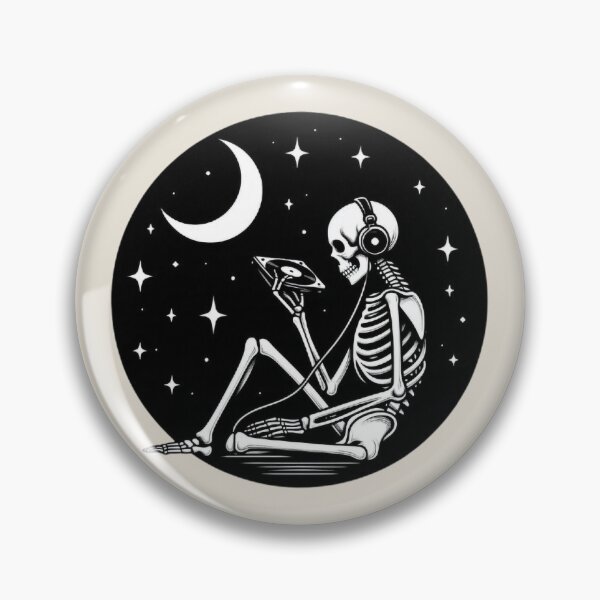 Item preview, Gothic Skeleton Listening to Music – Cozy Dark Line Art designed and sold by Roberta Calabrese.