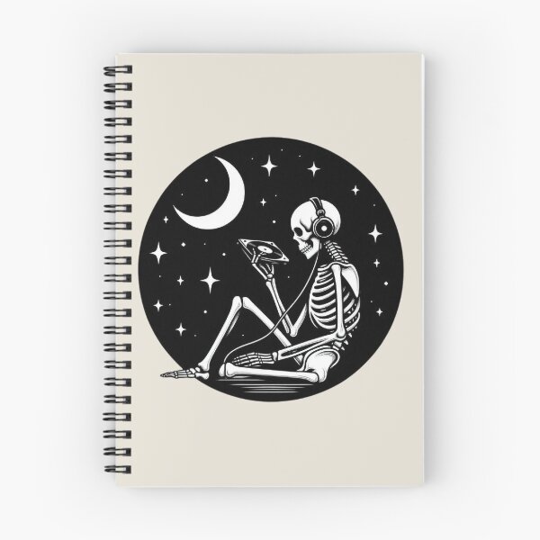 Item preview, Gothic Skeleton Listening to Music – Cozy Dark Line Art designed and sold by Roberta Calabrese.