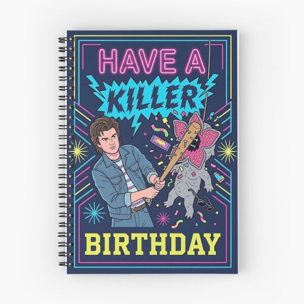 Aperçu de l'œuvre Steve et Demogorgon fêtent un anniversaire de tueur créée et vendue par Discount code.