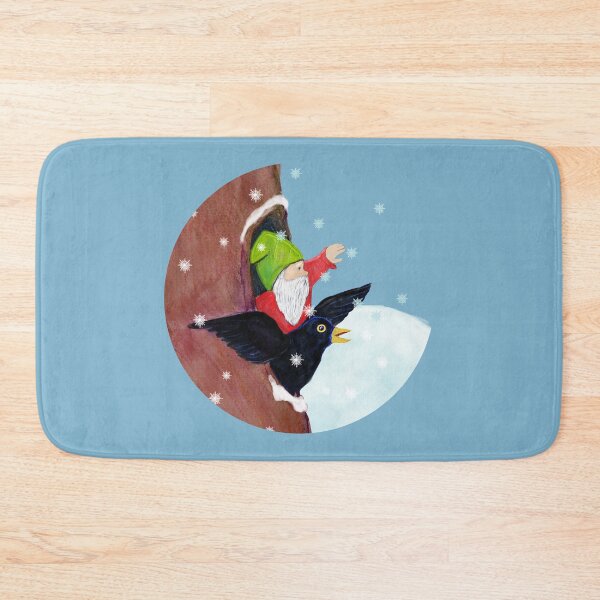 Item preview, The blackbird and the forest gnome wave in greeting designed and sold by Julia Doria.