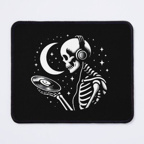 Item preview, Gothic Skeleton Listening to Music – Cozy Dark Line Art designed and sold by Roberta Calabrese.