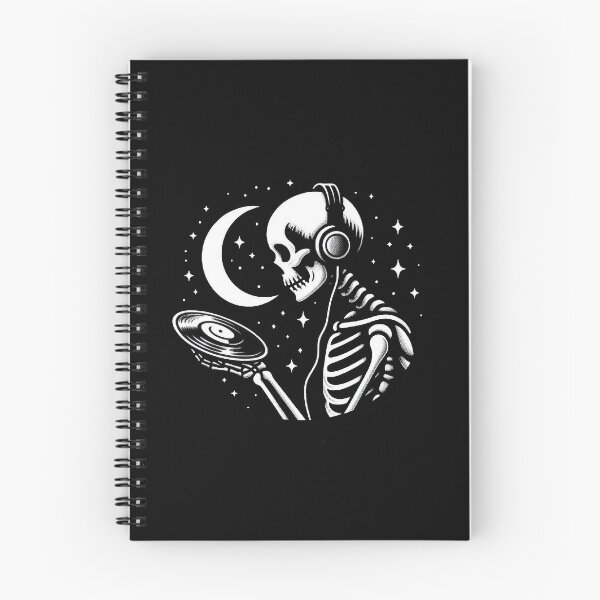 Item preview, Gothic Skeleton Listening to Music – Cozy Dark Line Art designed and sold by Roberta Calabrese.