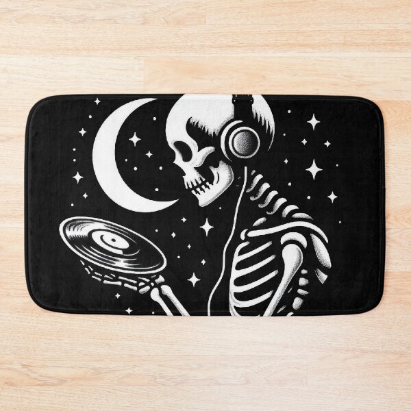 Item preview, Gothic Skeleton Listening to Music – Cozy Dark Line Art designed and sold by Roberta Calabrese.