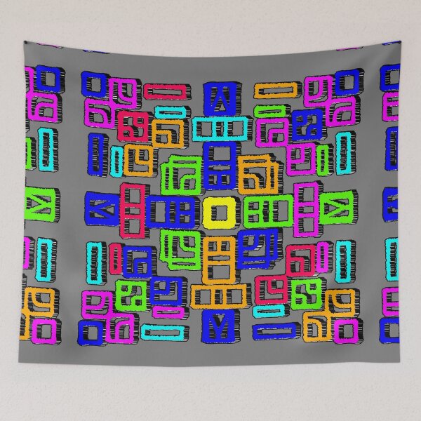 Item preview, "Neon Glyph Grid with Symmetrical Geometry" designed and sold by nighttime1990.