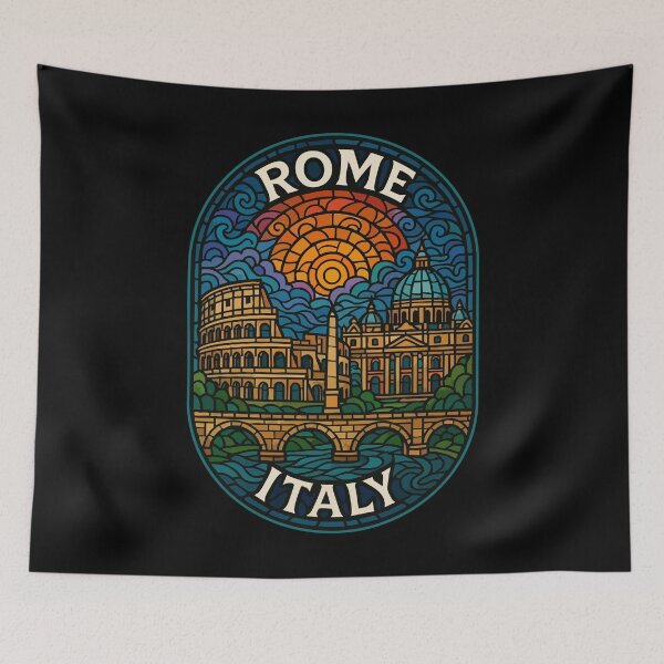 Item preview, Rome Italy Cityscape Stained Glass Art Travel designed and sold by TomFrontierArt.