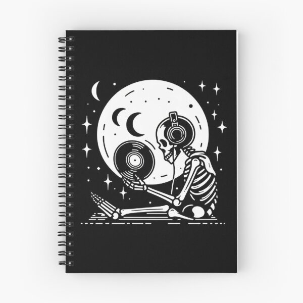 Item preview, Gothic Skeleton Listening to Music – Cozy Dark Line Art designed and sold by Roberta Calabrese.