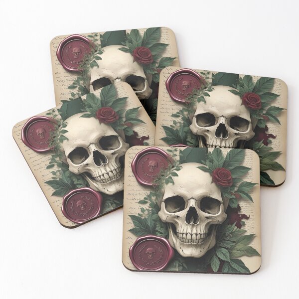 Item preview, Vintage Gothic Skull with Roses and Wax Seals designed and sold by LakLuxe studio .