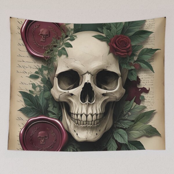 Item preview, Vintage Gothic Skull with Roses and Wax Seals designed and sold by LakLuxe studio .