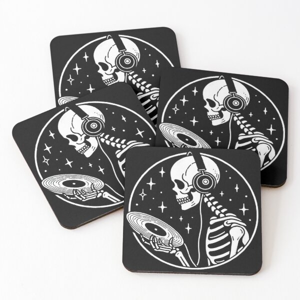 Item preview, Gothic Skeleton Listening to Music – Cozy Dark Line Art designed and sold by Roberta Calabrese.