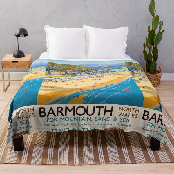 Item preview, Barmouth North Wales Coastal Beach Town Mountain Landscape Travel Poster : Vintage Artwork designed and sold by artofuniverse.