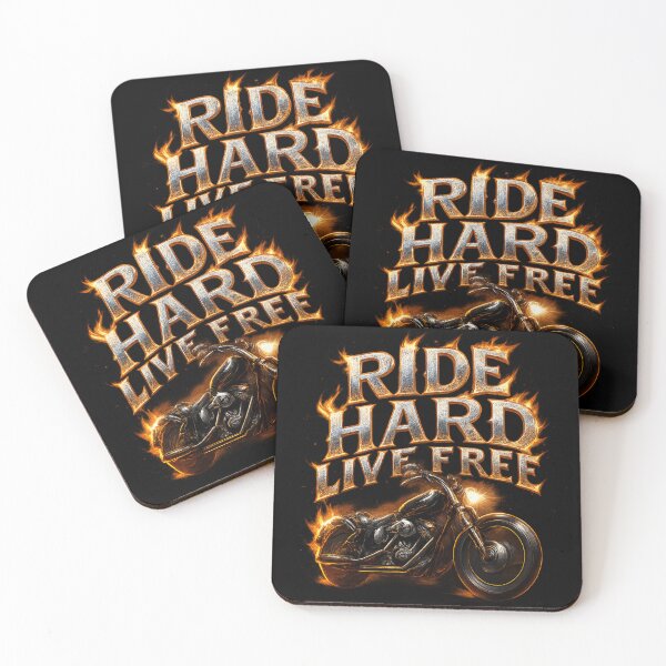 Item preview, Ride Hard Live Free - Chrome Biker Flames Illustration designed and sold by MKreative Studio.