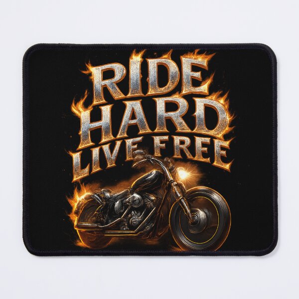 Item preview, Ride Hard Live Free - Chrome Biker Flames Illustration designed and sold by MKreative Studio.