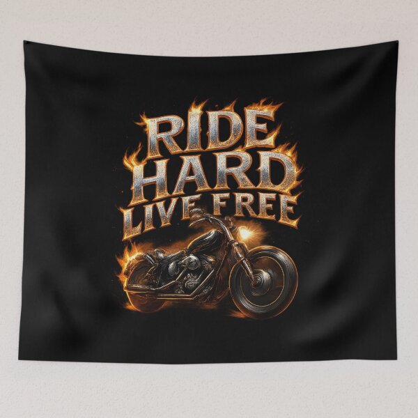 Item preview, Ride Hard Live Free - Chrome Biker Flames Illustration designed and sold by MKreative Studio.