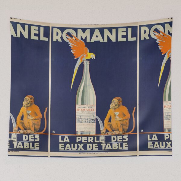 Item preview, Parrot And Monkey Bottle Illustration Advertisement Poster : Colorful Animal Artwork designed and sold by artofuniverse.