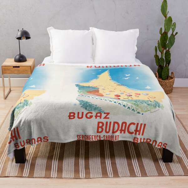 Item preview, Rumunja Bugaz Budachi Aerial Beach Coastline Seaside Resort Travel Poster : Vintage Art designed and sold by artofuniverse.