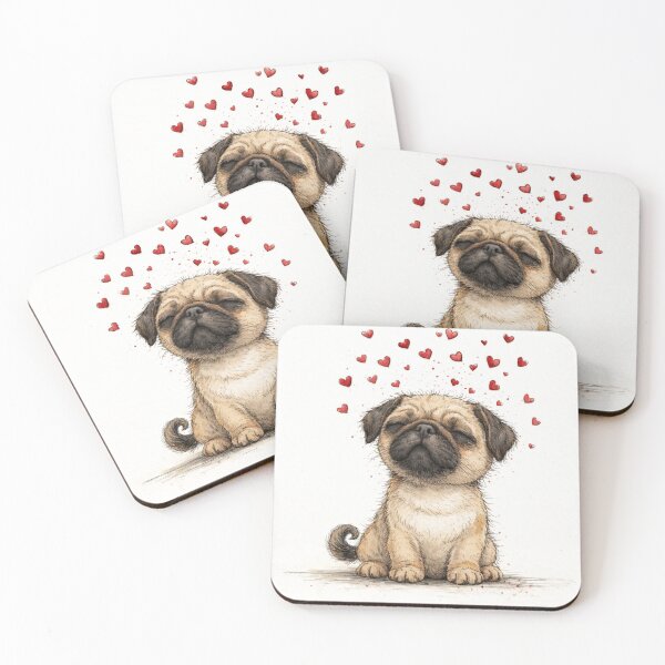 Item preview, Pug in Love – Cute Valentine Puppy Illustration designed and sold by Darlin8888.