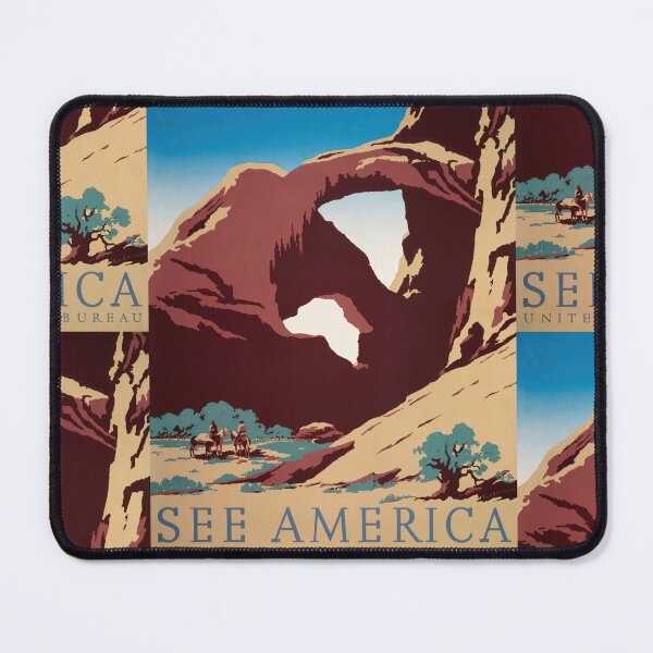 Item preview, See America Desert Rock Arch Landscape Horse Riders Travel Poster : Vintage Artwork designed and sold by artofuniverse.