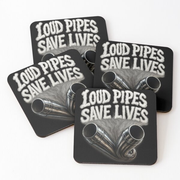 Item preview, Loud Pipes Save Lives - Chrome Motorcycle Exhaust Smoke Typography designed and sold by MKreative Studio.