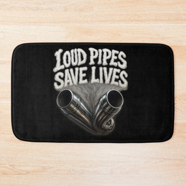 Item preview, Loud Pipes Save Lives - Chrome Motorcycle Exhaust Smoke Typography designed and sold by MKreative Studio.