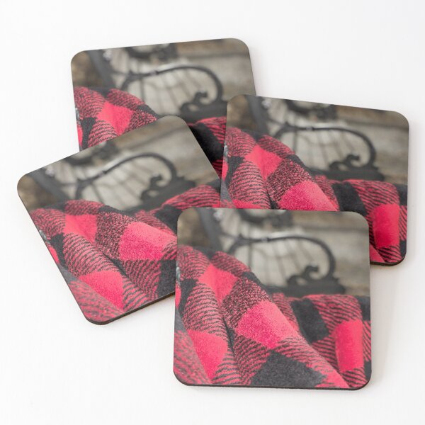 Item preview, Red Plaid Blanket On A Bench designed and sold by vanessaNotes.