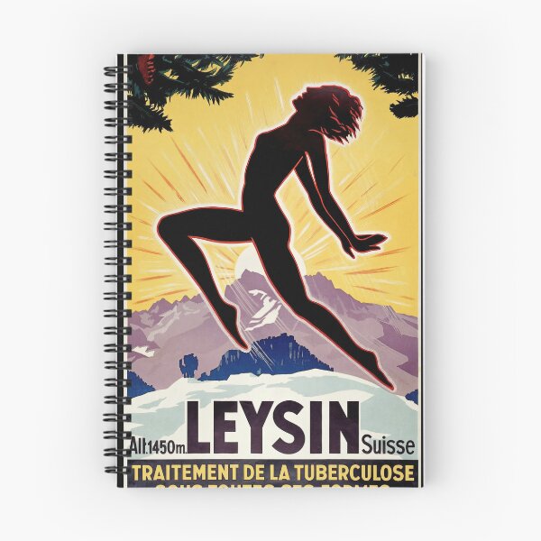 Item preview, LEYSIN Suisse Silhouette Woman In Sun Mountain Landscape Travel Poster : Vintage Advertisement designed and sold by artofuniverse.