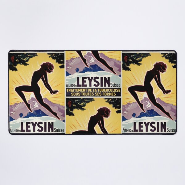 Item preview, LEYSIN Suisse Silhouette Woman In Sun Mountain Landscape Travel Poster : Vintage Advertisement designed and sold by artofuniverse.