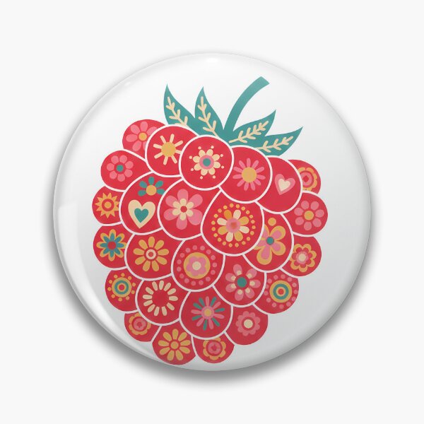 Item preview, Raspberry with Decorative Motifs – Scandinavian Folk Art by heidiannemorris © designed and sold by FOLK ART FUSION by heidiannemorris.
