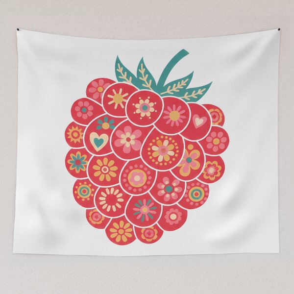 Item preview, Raspberry with Decorative Motifs – Scandinavian Folk Art by heidiannemorris © designed and sold by FOLK ART FUSION by heidiannemorris.