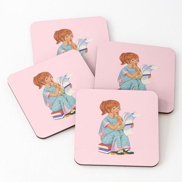 Item preview, Retro Redhead Girl Writing 1970s Bookworm Vintage Writer Retro Kidcore designed and sold by The Sticker Bureau.