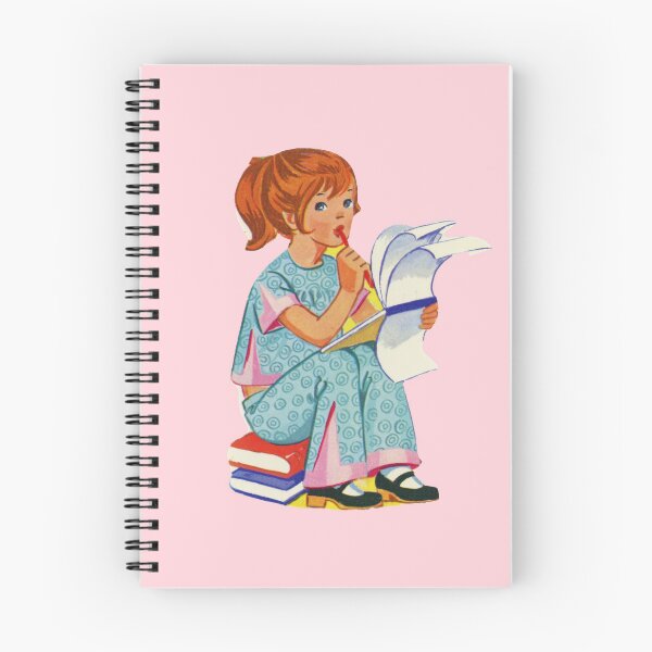Item preview, Retro Redhead Girl Writing 1970s Bookworm Vintage Writer Retro Kidcore designed and sold by The Sticker Bureau.
