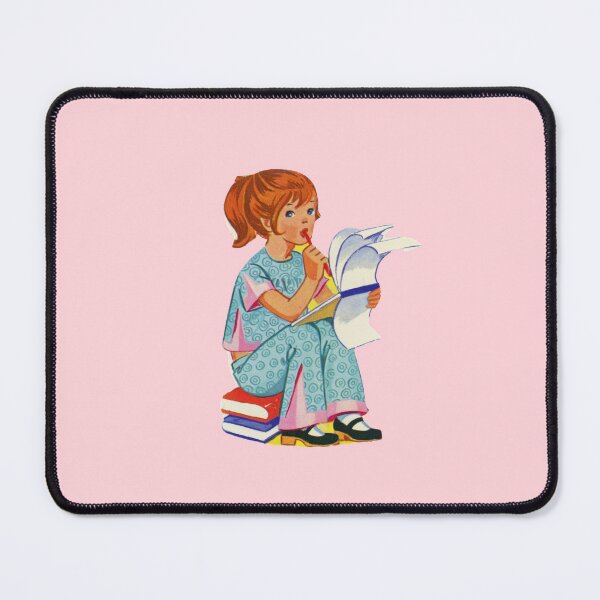 Item preview, Retro Redhead Girl Writing 1970s Bookworm Vintage Writer Retro Kidcore designed and sold by The Sticker Bureau.
