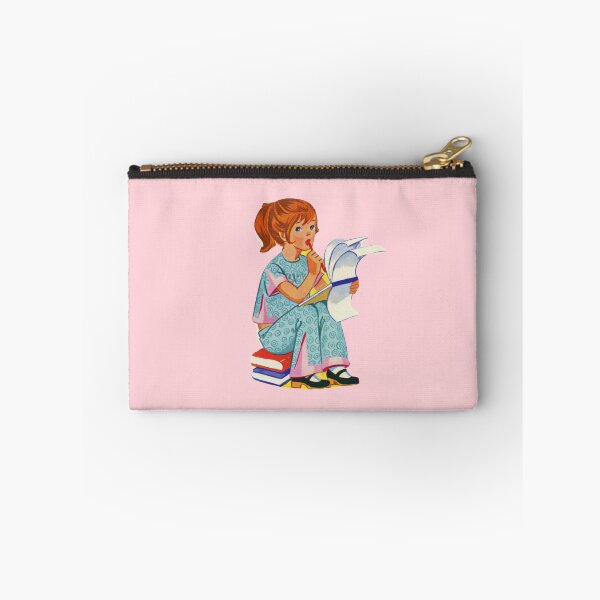 Item preview, Retro Redhead Girl Writing 1970s Bookworm Vintage Writer Retro Kidcore designed and sold by The Sticker Bureau.