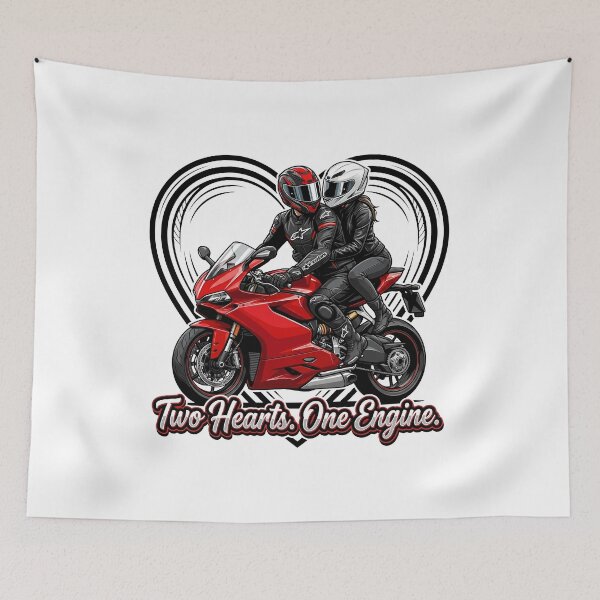 Item preview, Two Hearts One Engine – Valentine Motorcycle Art designed and sold by enzoade.