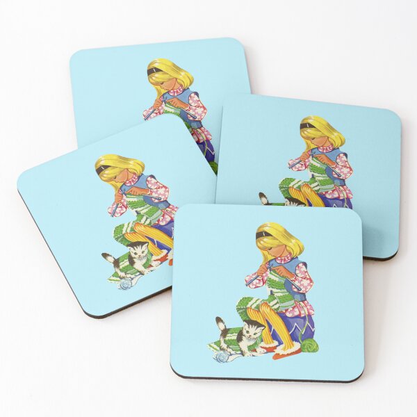 Item preview, Retro Girl Knitting and Cat 1970s Classroom Mcm School designed and sold by The Sticker Bureau.