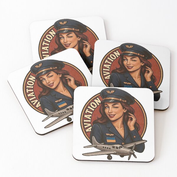 Item preview, Vintage illustration of winking female pilot with aviation badge designed and sold by Creative88Art.