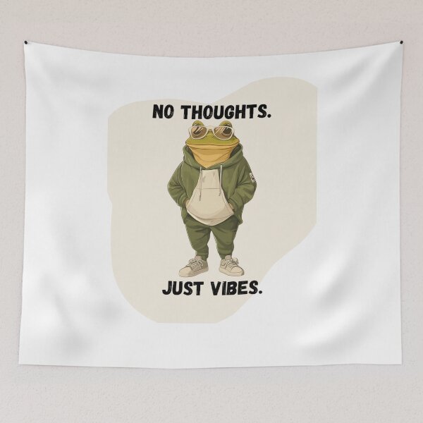 Item preview, Cool Frog Meme – No Thoughts Just Vibes Cartoon Frog Aesthetic designed and sold by MiraLumeStudio.