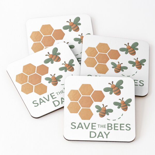 Item preview, Graphic poster with stylized bees and tan honeycomb on black background designed and sold by Creative88Art.
