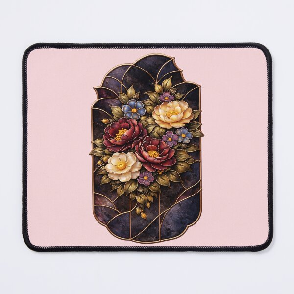 Item preview, Dark Rose Stained Glass Art – Burgundy and Ivory Floral Glass Design designed and sold by TSOL5.