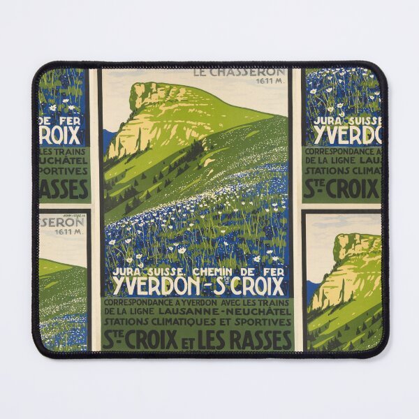 Item preview, Le Chasseron Mountain Landscape Illustration Wildflower Meadow Travel Poster : Vintage Artwork designed and sold by artofuniverse.