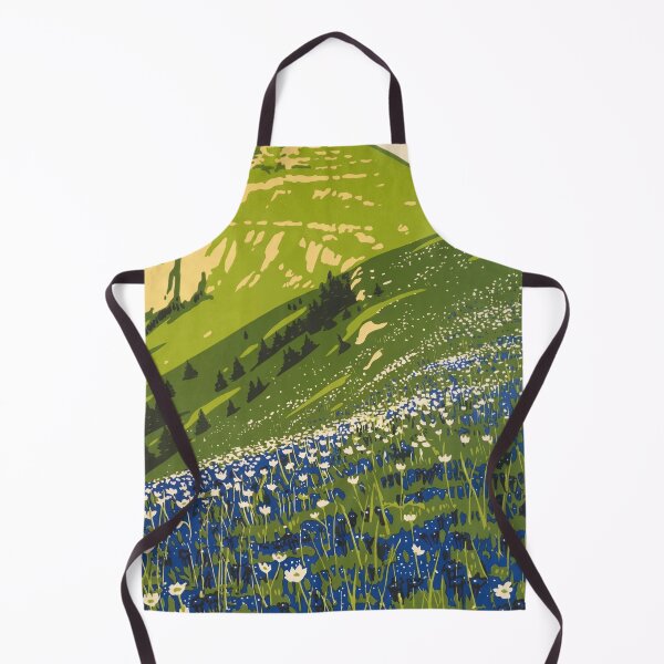 Item preview, Le Chasseron Mountain Landscape Illustration Wildflower Meadow Travel Poster : Vintage Artwork designed and sold by artofuniverse.