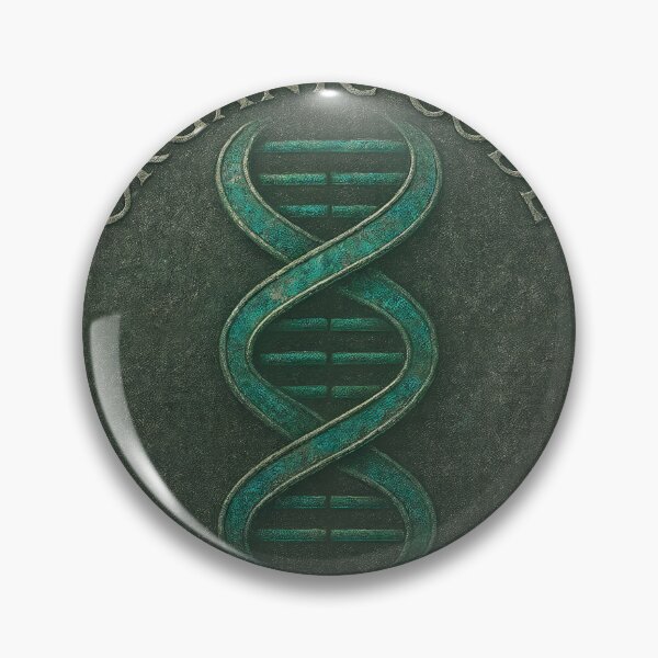 Item preview, Bronze medallion with teal DNA helix and ORGANIC CODE engraving designed and sold by Creative88Art.