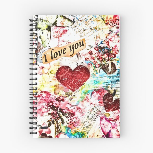 Item preview, I Love You – Romantic Mixed Media Collage Art with Hearts designed and sold by CharismaticMindArt.