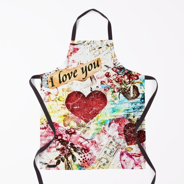 Item preview, I Love You – Romantic Mixed Media Collage Art with Hearts designed and sold by CharismaticMindArt.